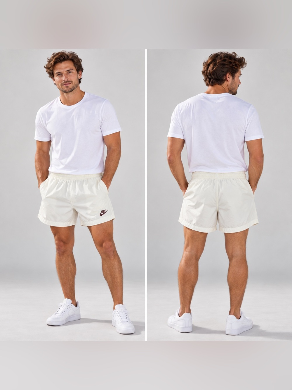 Nike Deadstock Vintage 80's 90’s Tennis Shorts Sz M White Stretch Air Waist